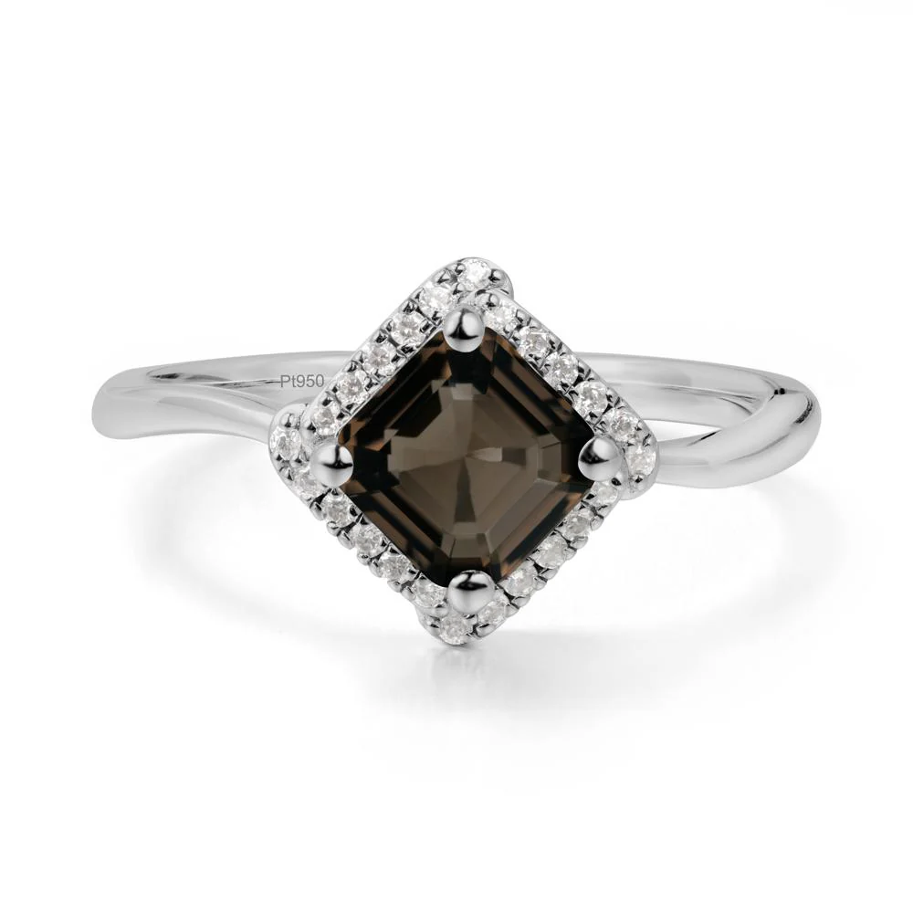Halo Asscher Smoky Quartz Ring - Image 3