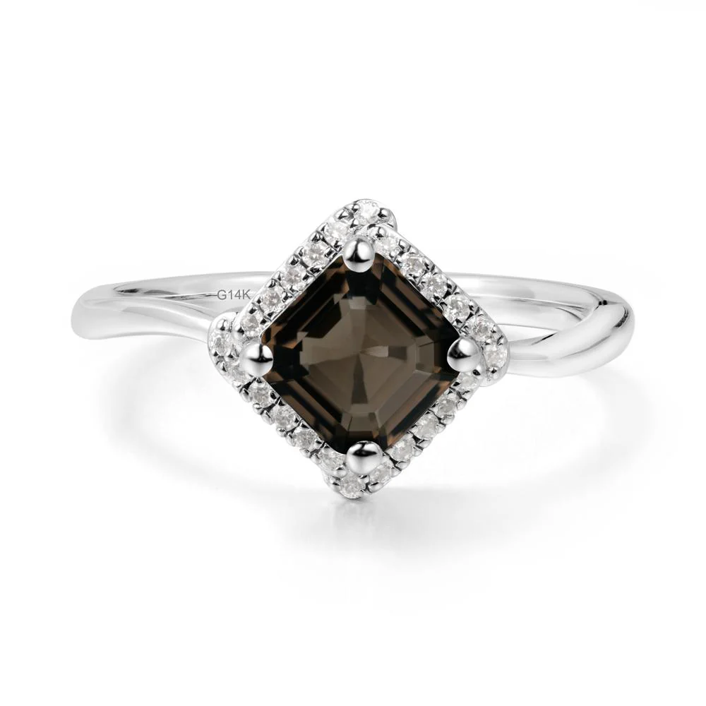 Halo Asscher Smoky Quartz Ring - Image 7