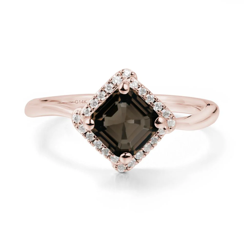 Halo Asscher Smoky Quartz Ring - Image 8