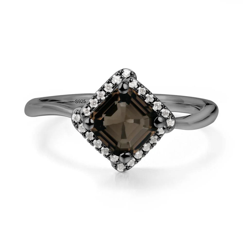 Halo Asscher Smoky Quartz Ring - Image 9