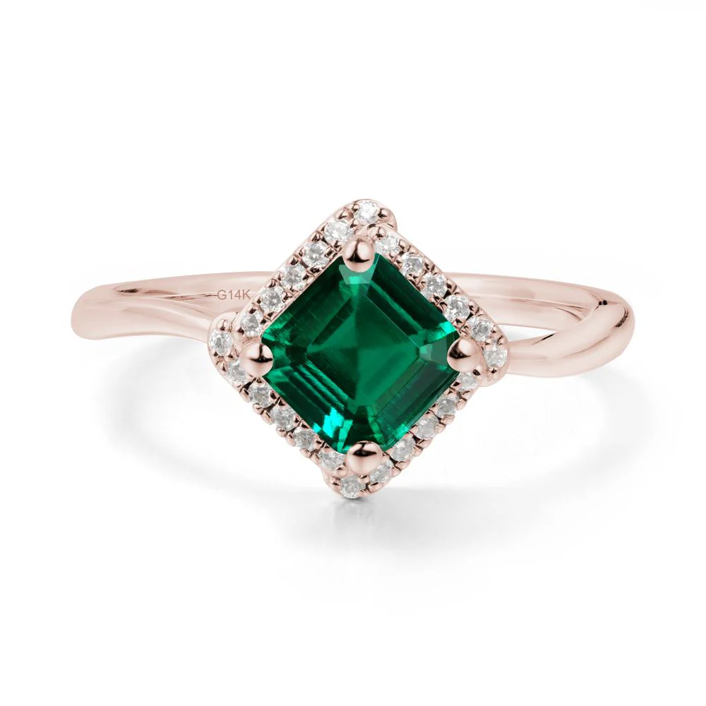 Halo Emerald Engagement Ring - Image 5