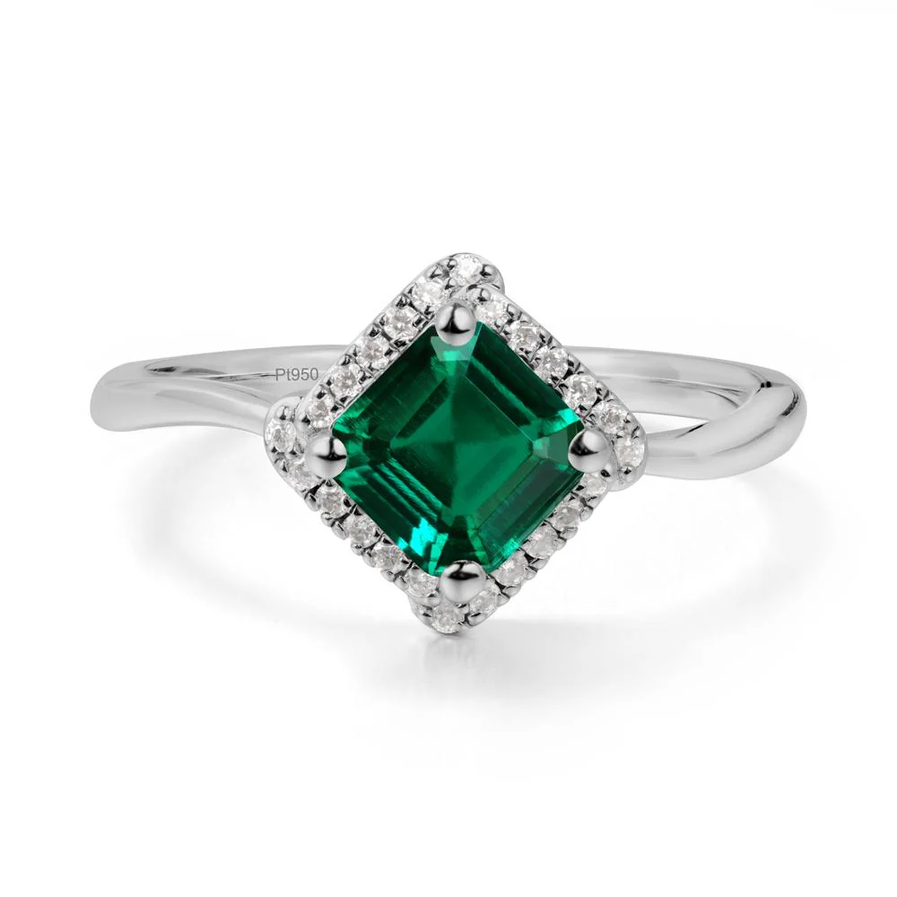 Halo Emerald Engagement Ring - Image 8