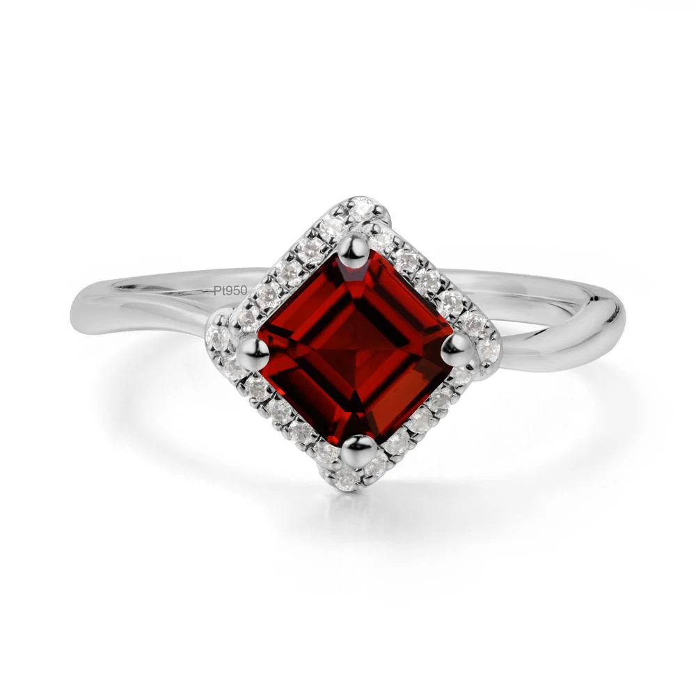 Halo Garnet Engagement Ring