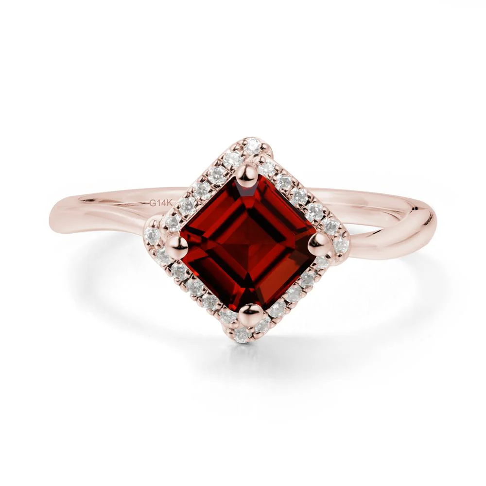 Halo Garnet Engagement Ring - Image 6