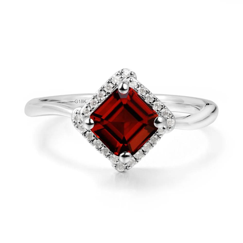 Halo Garnet Engagement Ring - Image 7