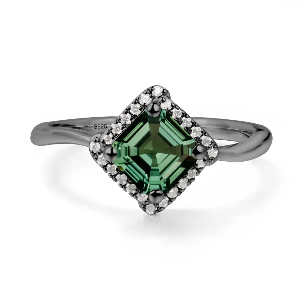 Halo Green Sapphire Engagement Ring - Image 2