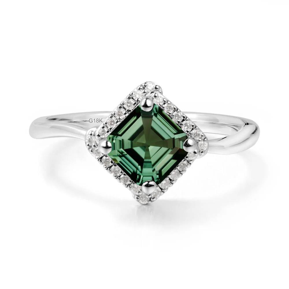 Halo Green Sapphire Engagement Ring - Image 4