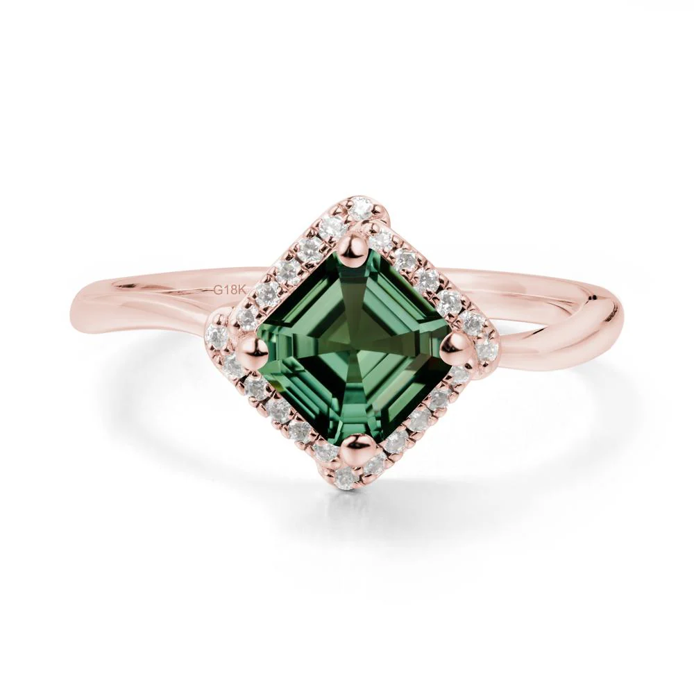 Halo Green Sapphire Engagement Ring - Image 7