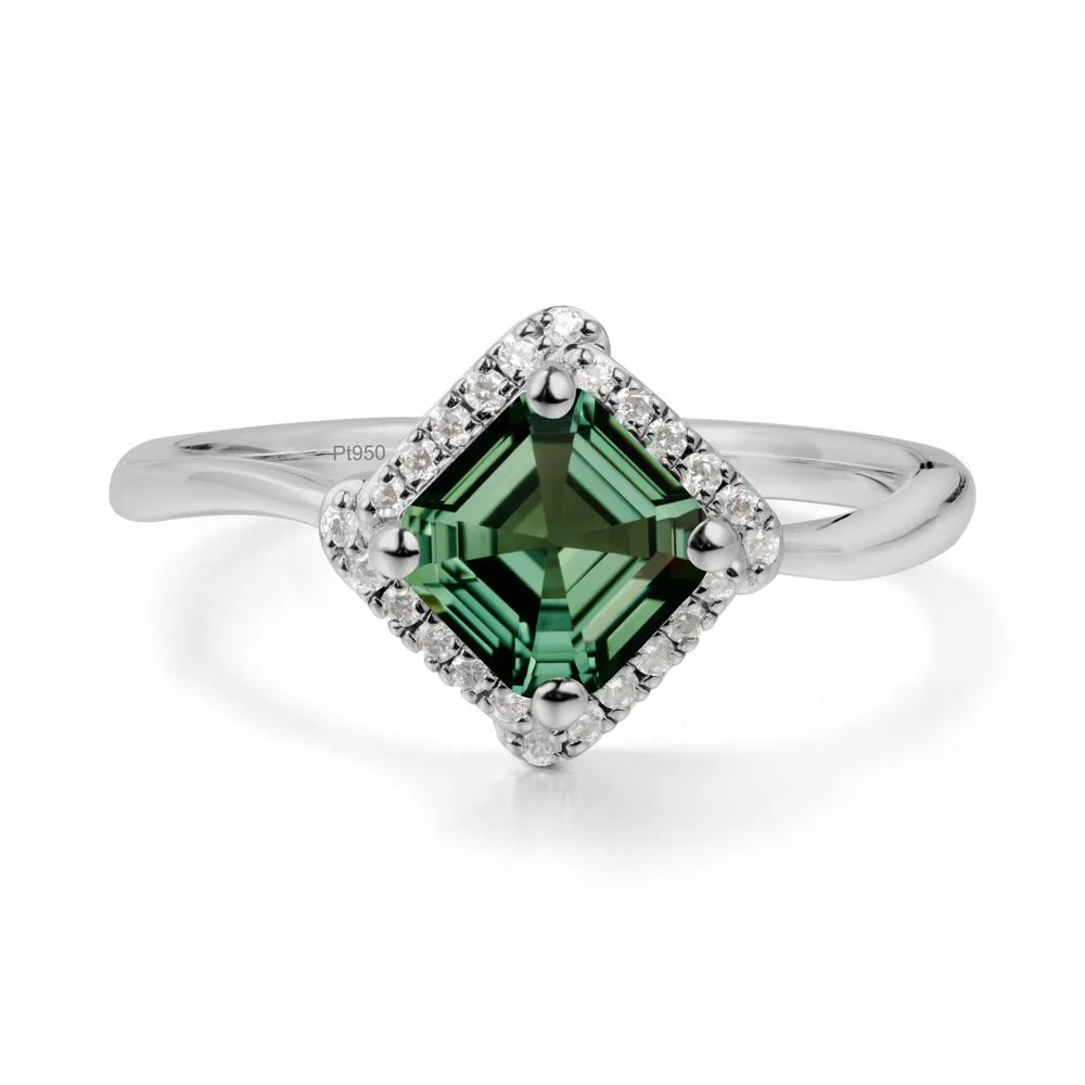 Halo Green Sapphire Engagement Ring - Image 9