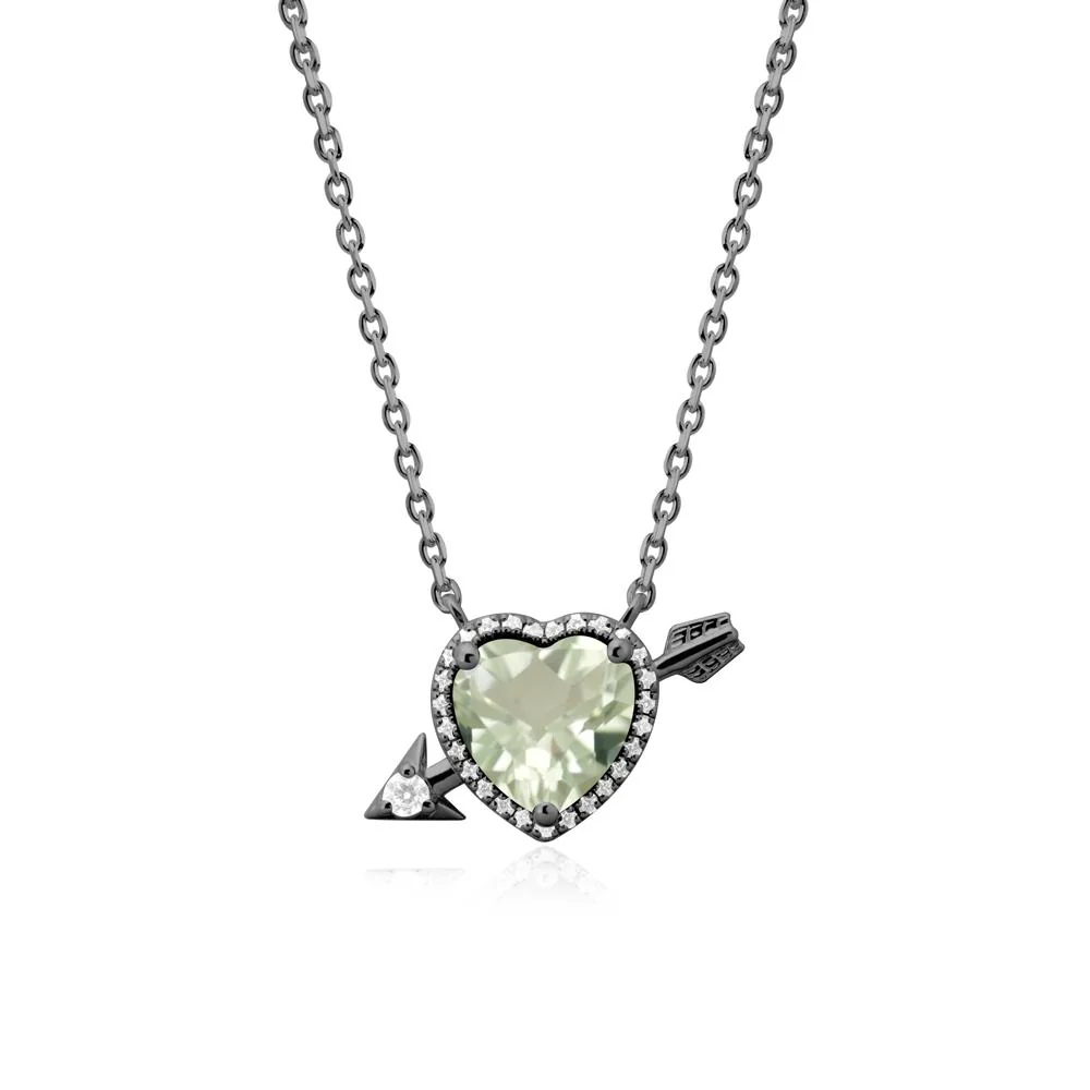 Halo Heart Shaped Green Amethyst Pendant Necklace - Image 7