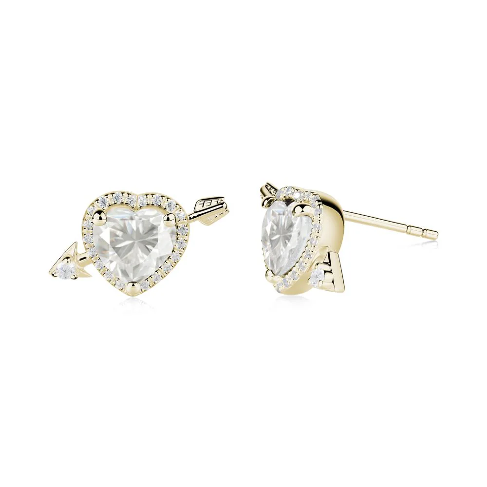 Halo Heart Shaped Moissanite Stud Earrings