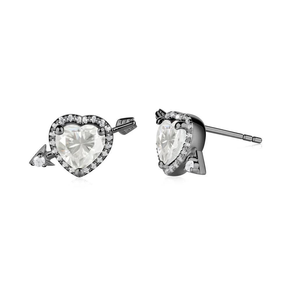 Halo Heart Shaped Moissanite Stud Earrings - Image 2