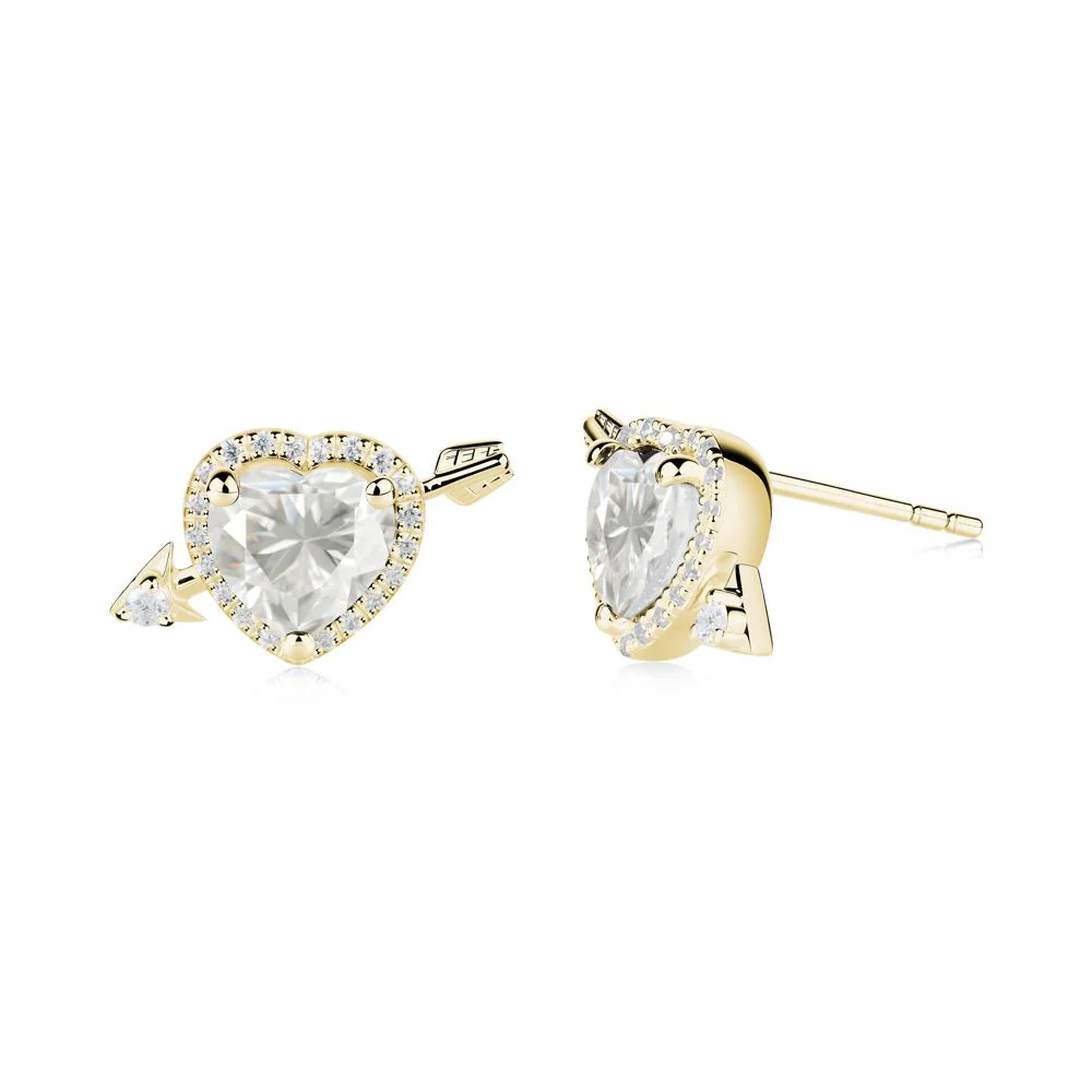 Halo Heart Shaped Moissanite Stud Earrings - Image 5