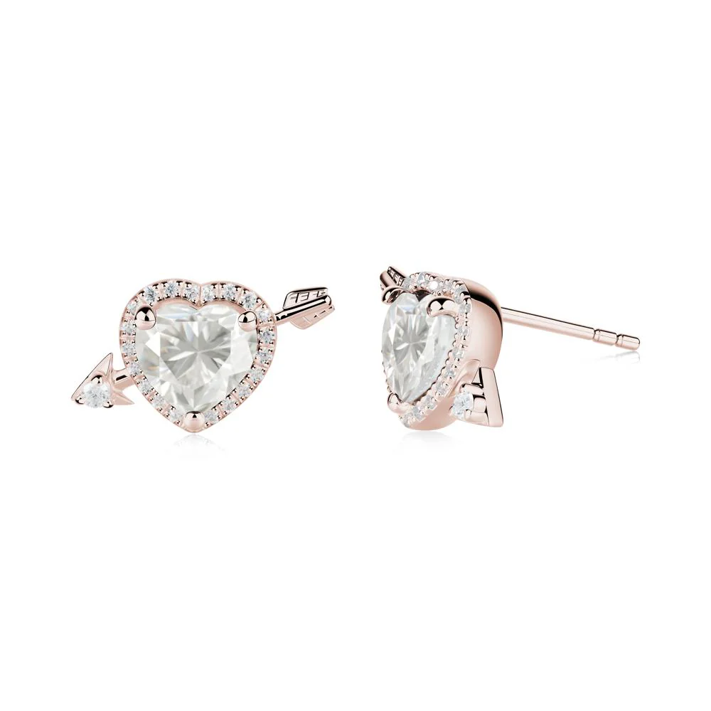 Halo Heart Shaped Moissanite Stud Earrings - Image 7