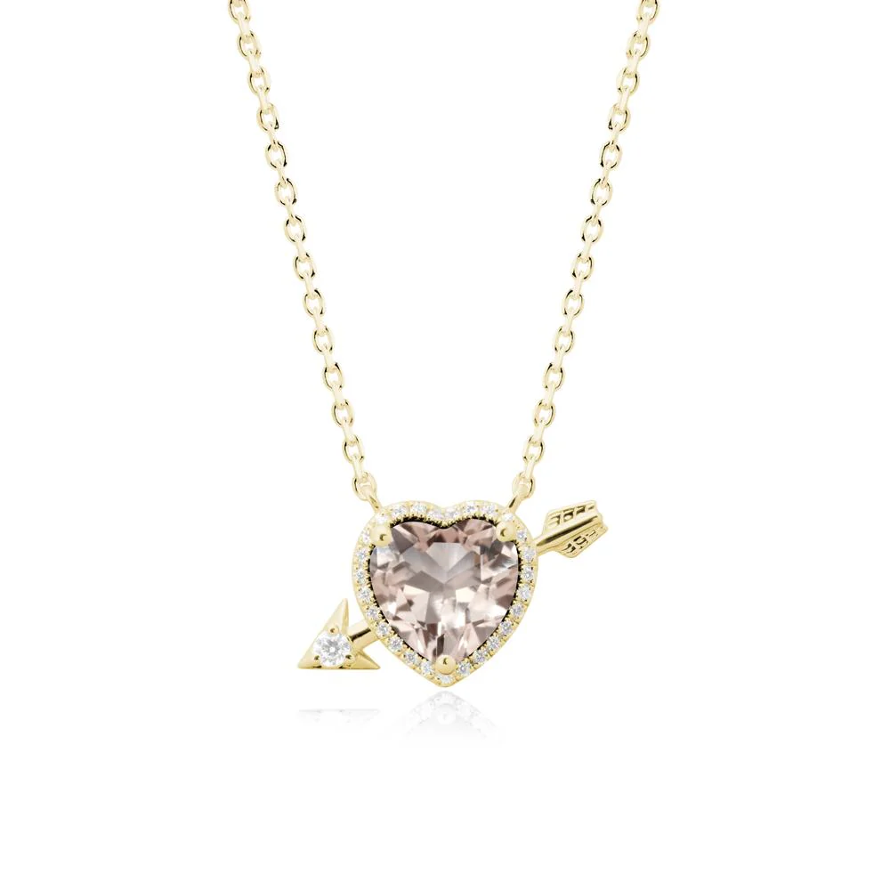 Halo Heart Shaped Morganite Pendant Necklace - Image 7