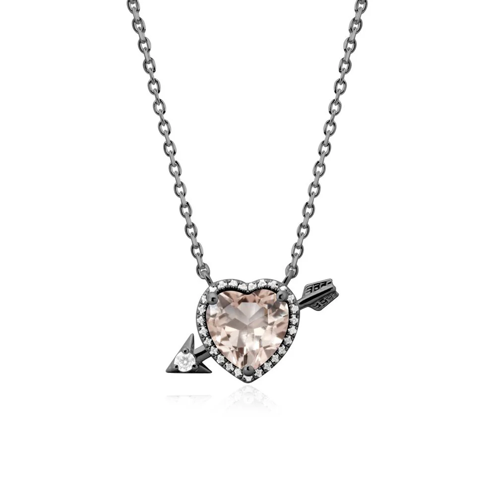 Halo Heart Shaped Morganite Pendant Necklace - Image 8
