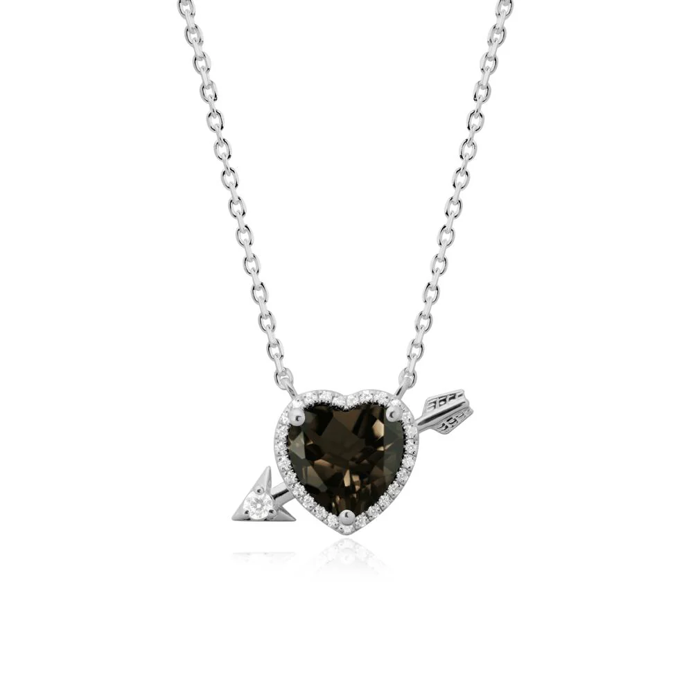 Halo Heart Shaped Smoky Quartz Pendant Necklace - Image 8