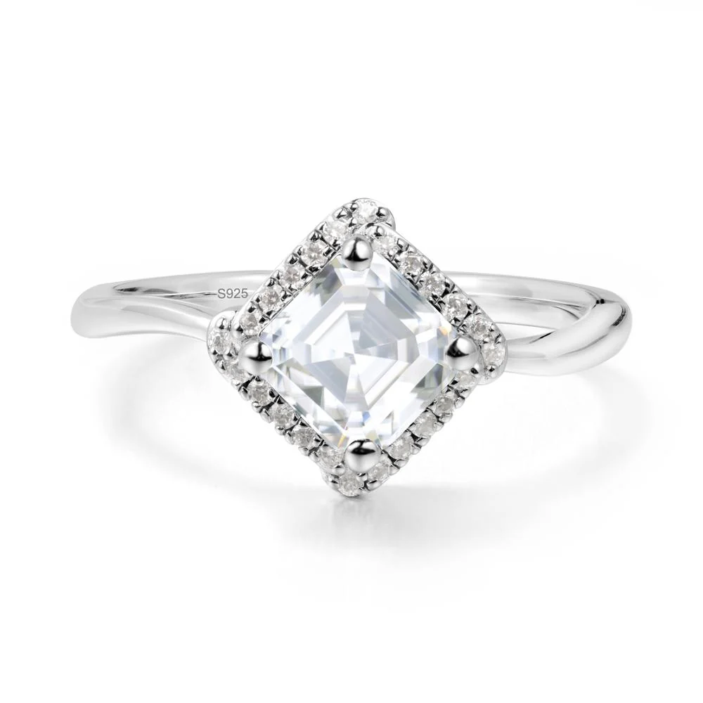 Halo Moissanite Engagement Ring - Image 4