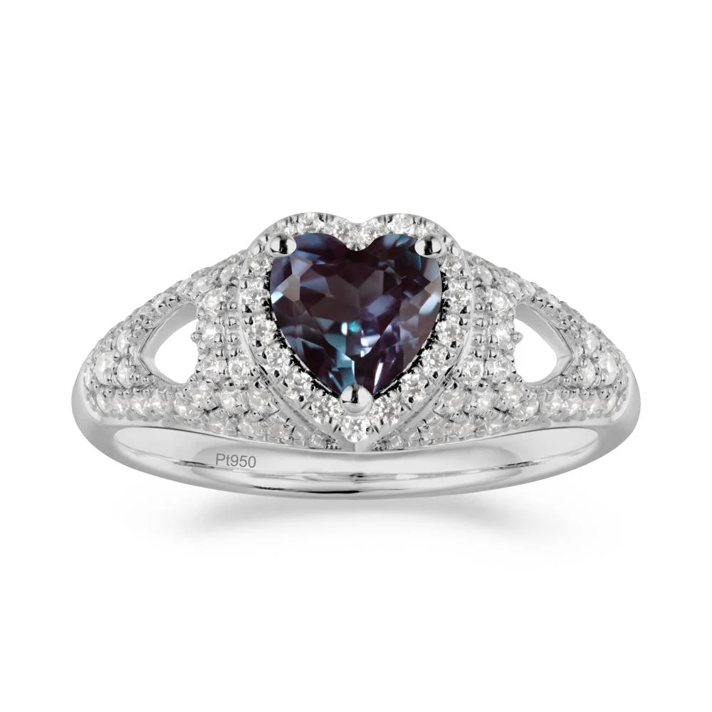 Halo Ring with Heart Shaped Alexandrite - Image 2