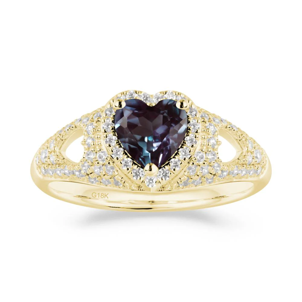Halo Ring with Heart Shaped Alexandrite - Image 5