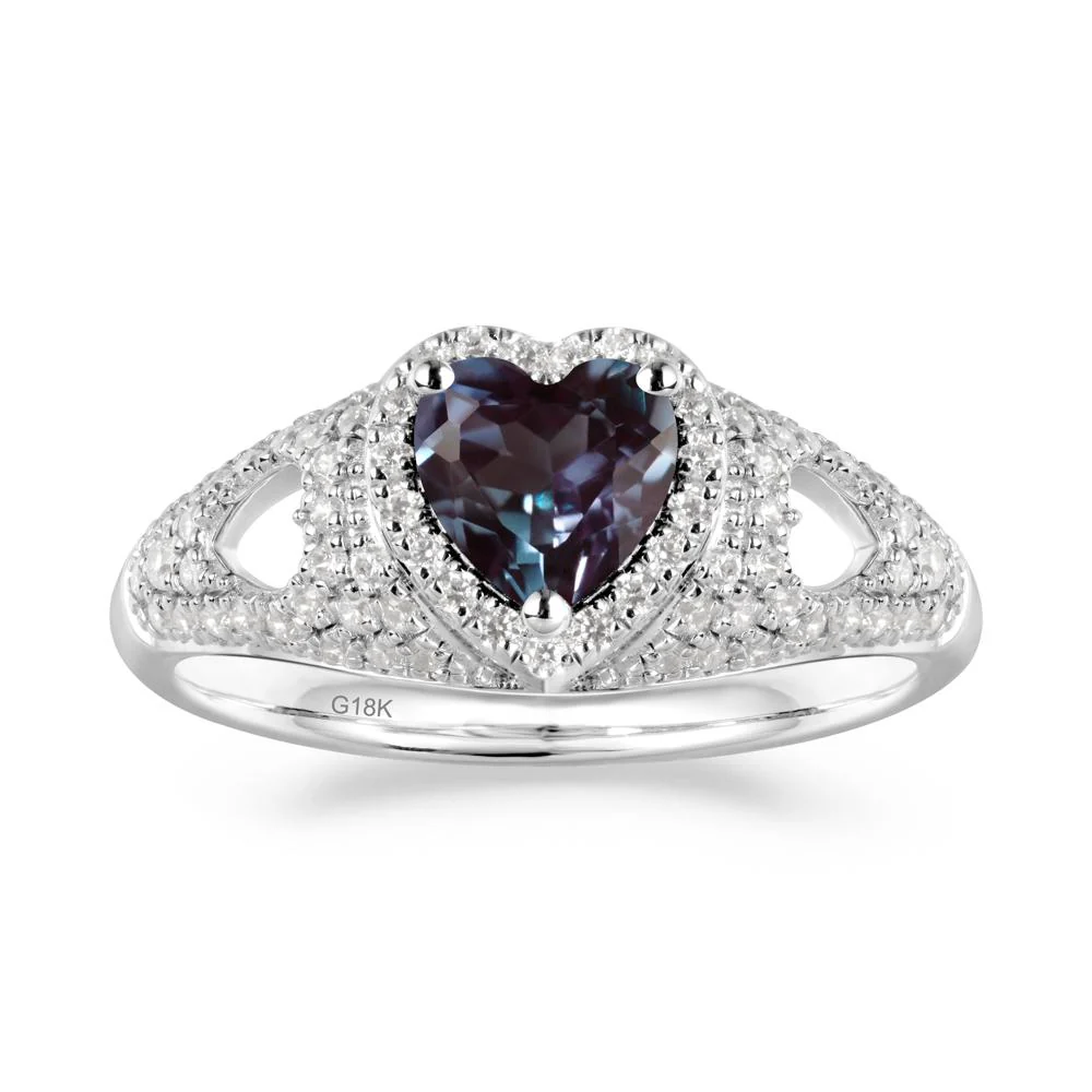 Halo Ring with Heart Shaped Alexandrite - Image 7