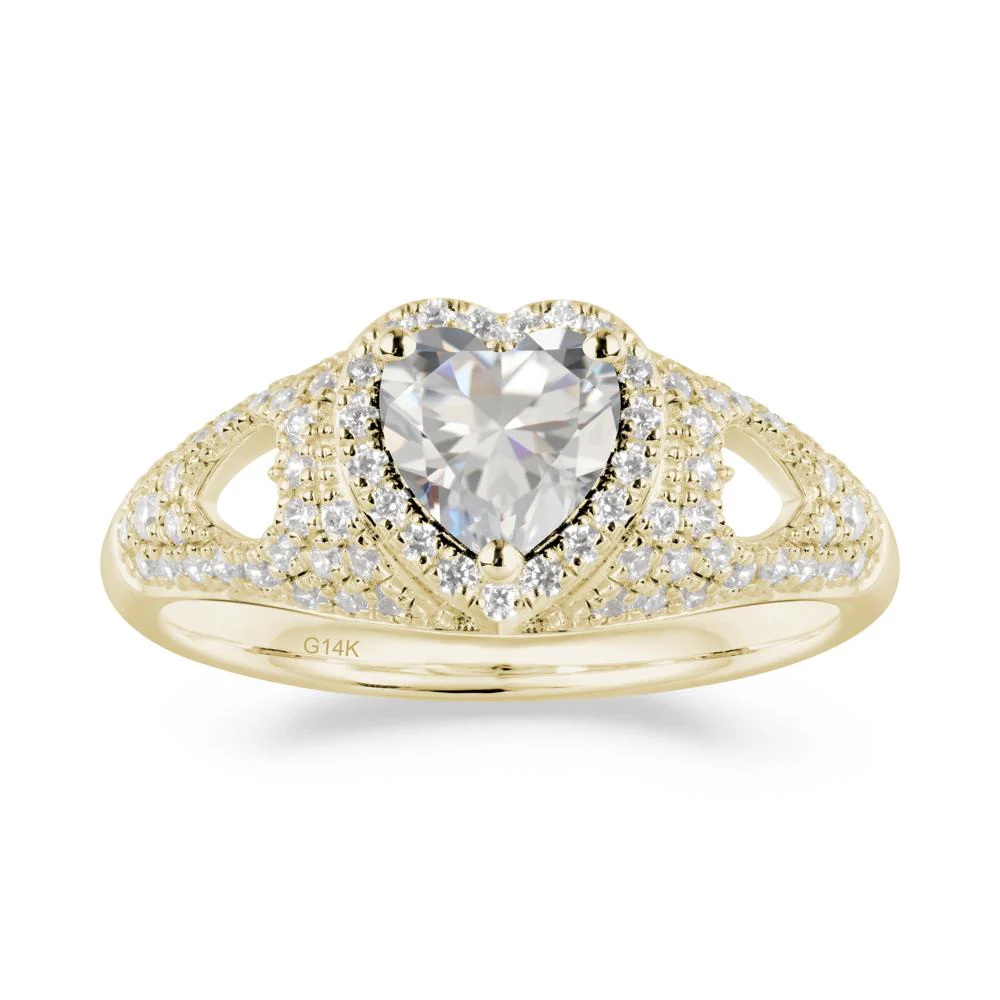 Halo Ring with Heart Shaped Cubic Zirconia - Image 5