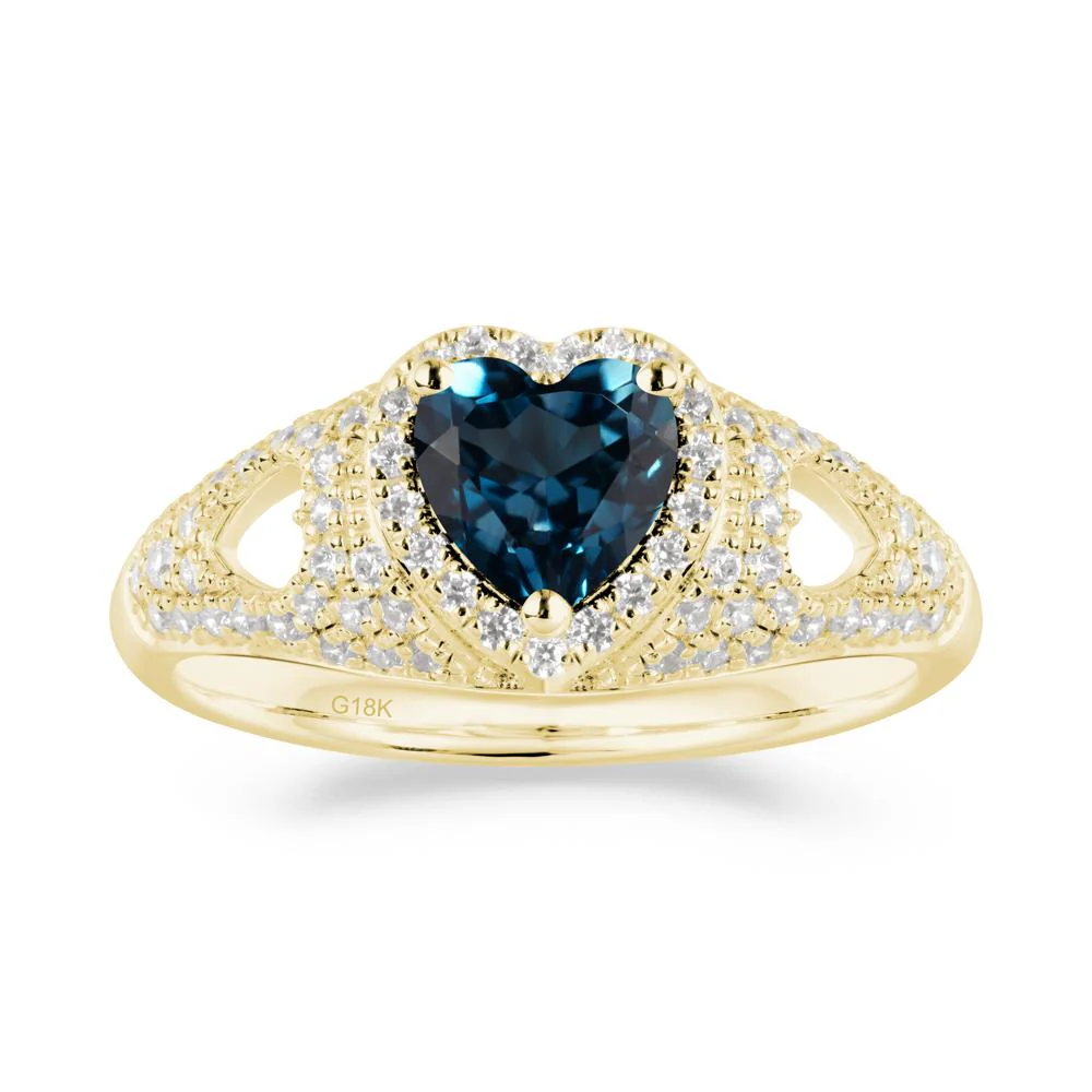 Halo Ring with Heart Shaped London Blue Topaz - Image 5