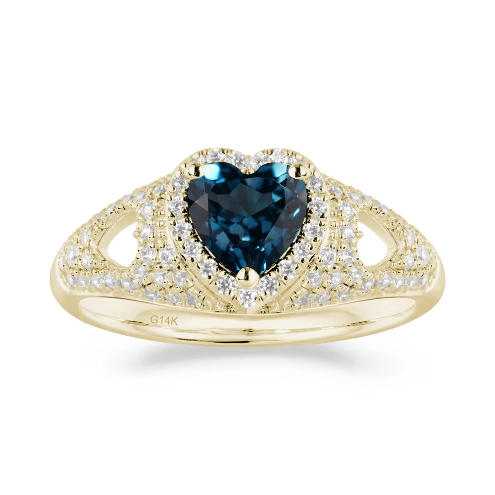 Halo Ring with Heart Shaped London Blue Topaz - Image 7