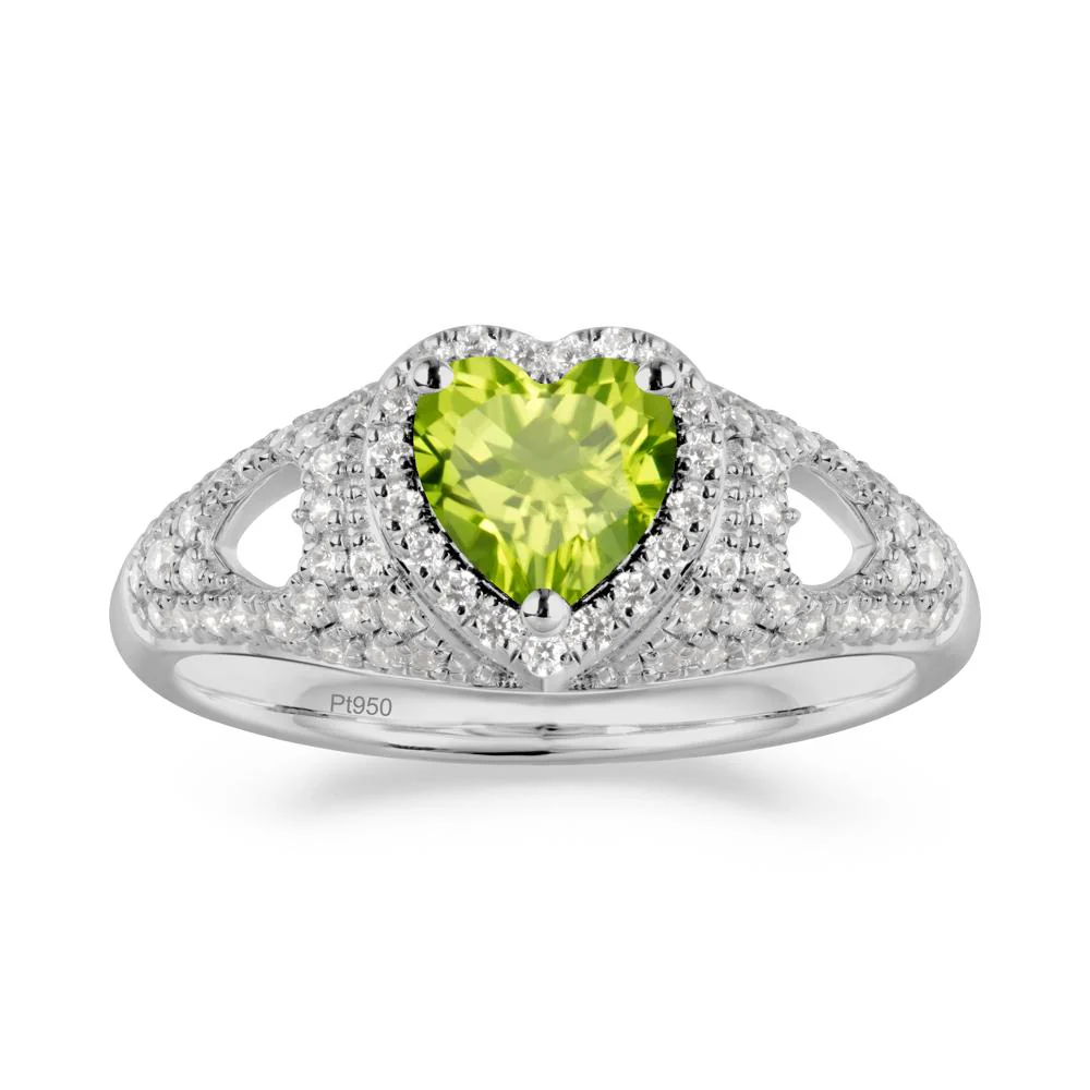 Halo Ring with Heart Shaped Peridot