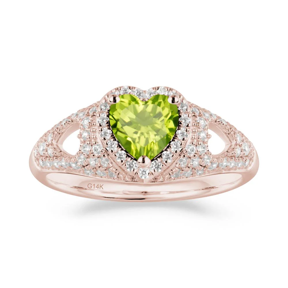 Halo Ring with Heart Shaped Peridot - Image 4