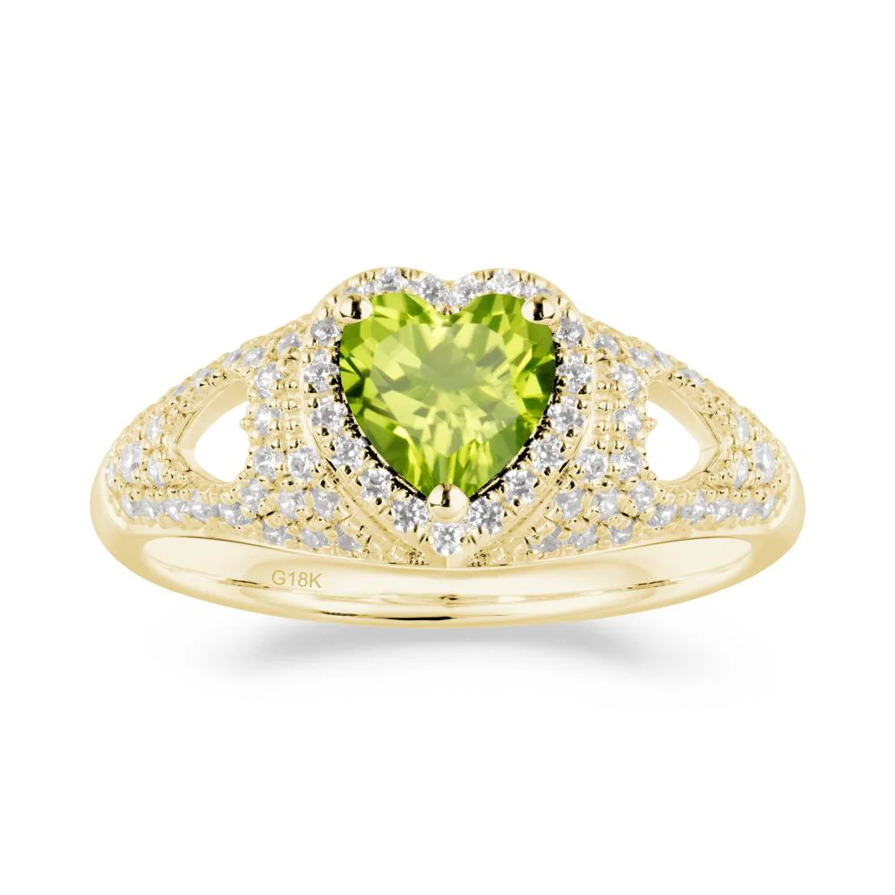 Halo Ring with Heart Shaped Peridot - Image 6