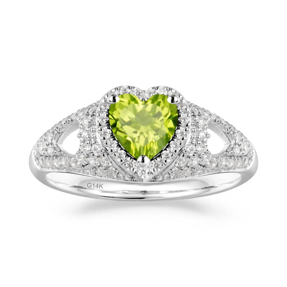 Halo Ring with Heart Shaped Peridot - Image 7