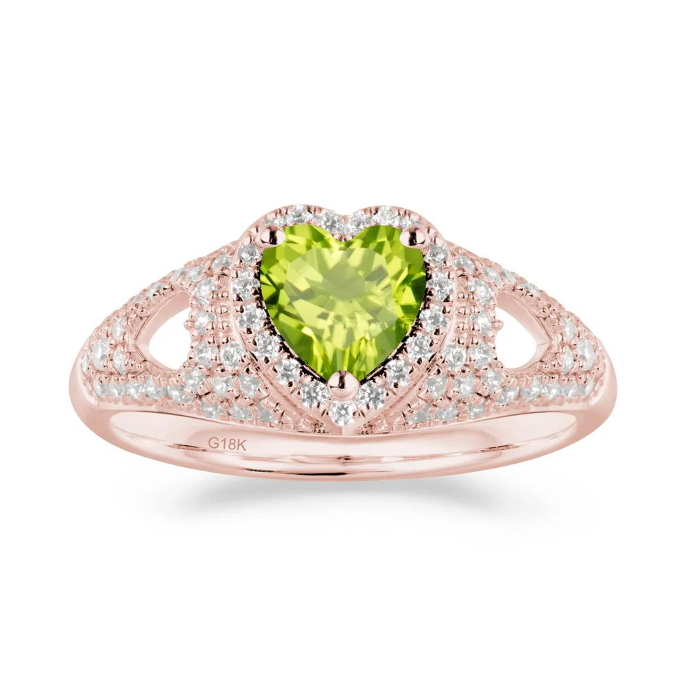 Halo Ring with Heart Shaped Peridot - Image 9