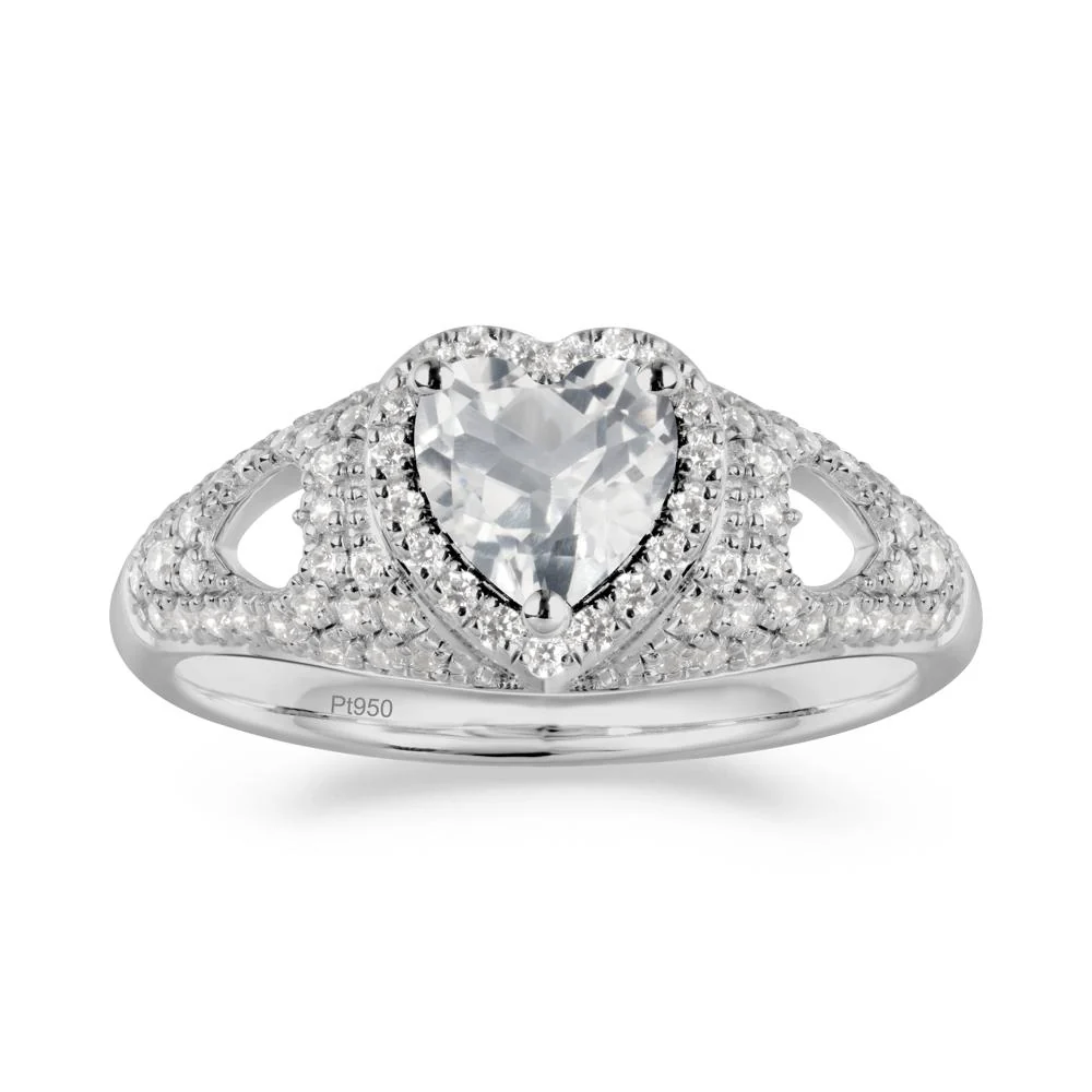 Halo Ring with Heart Shaped White Topaz - Image 3
