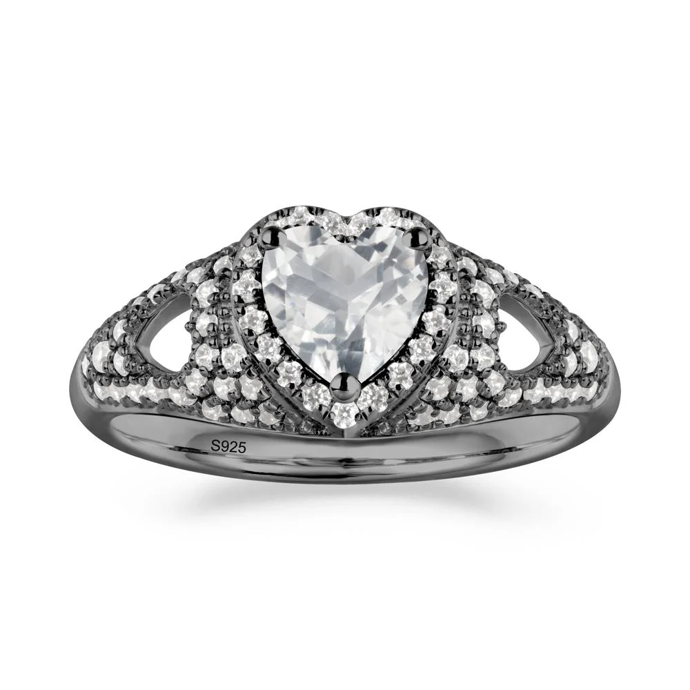 Halo Ring with Heart Shaped White Topaz - Image 4