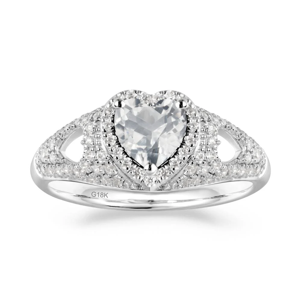 Halo Ring with Heart Shaped White Topaz - Image 6