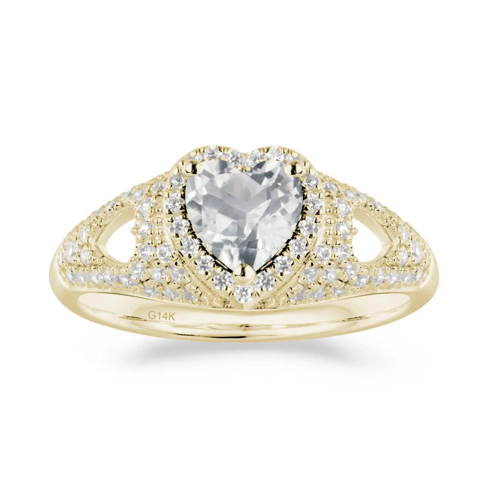 Halo Ring with Heart Shaped White Topaz - Image 8