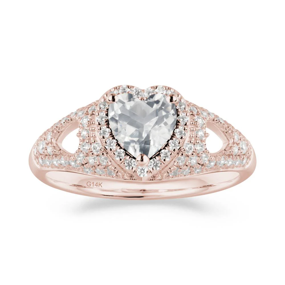 Halo Ring with Heart Shaped White Topaz - Image 9