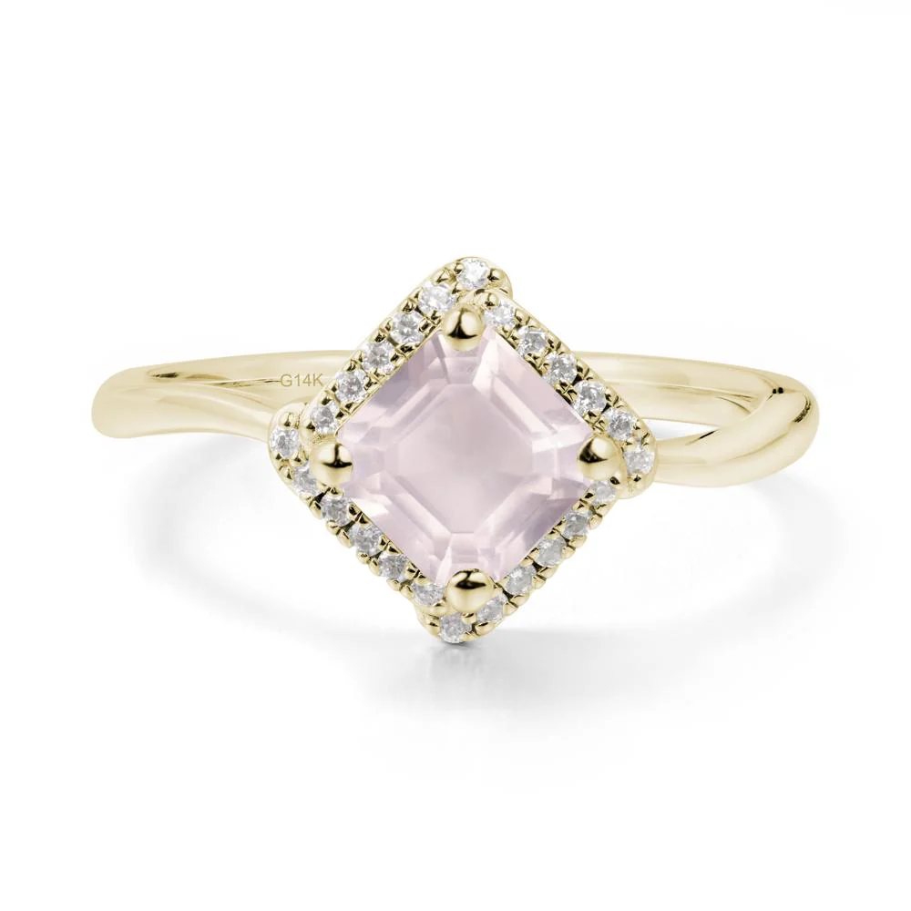 Halo Rose Quartz Engagement Ring
