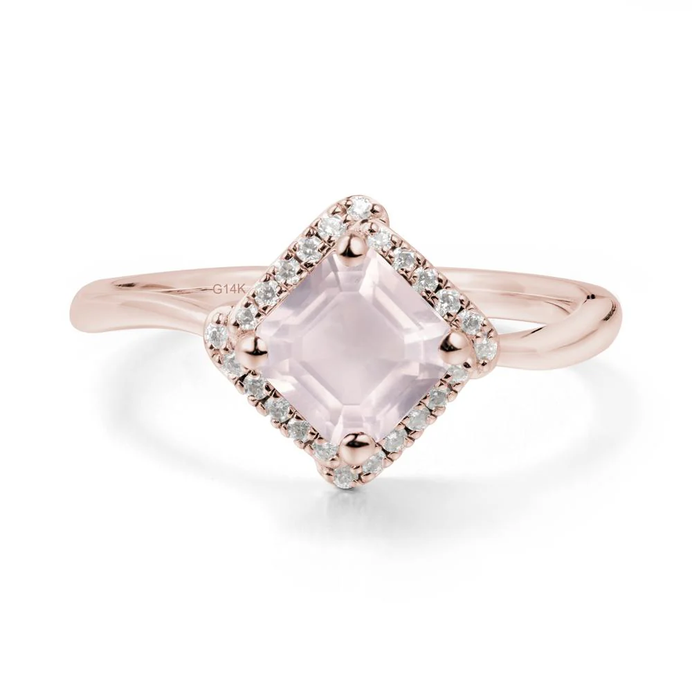 Halo Rose Quartz Engagement Ring - Image 3