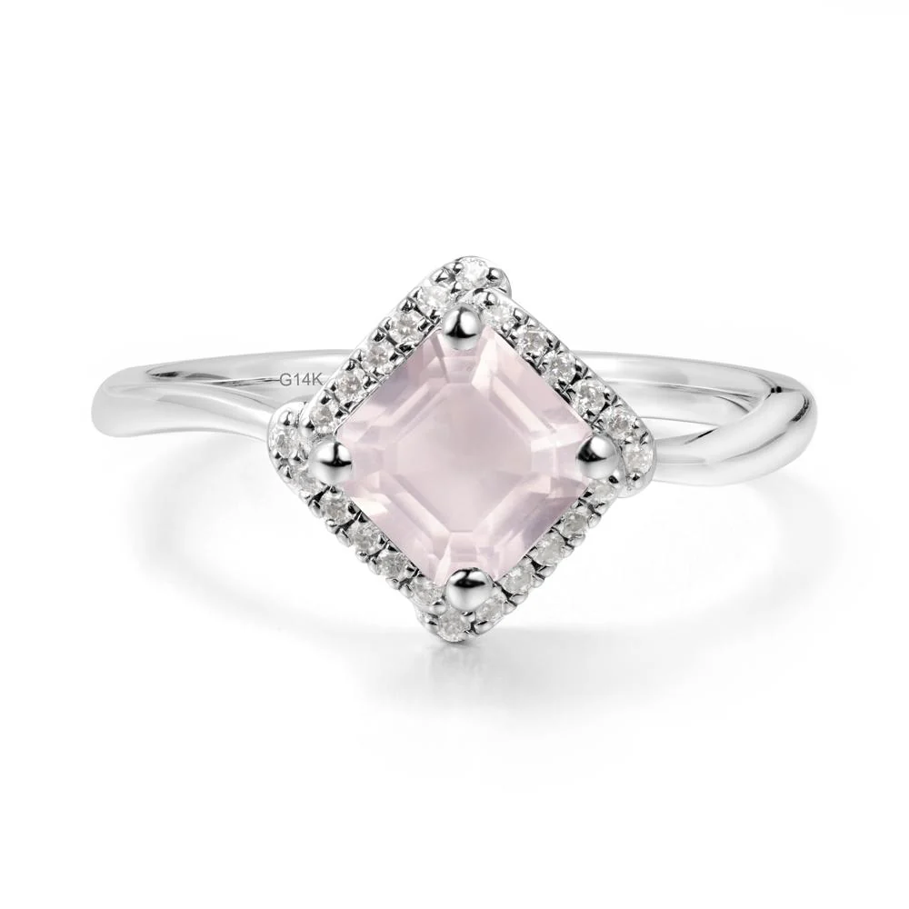 Halo Rose Quartz Engagement Ring - Image 4