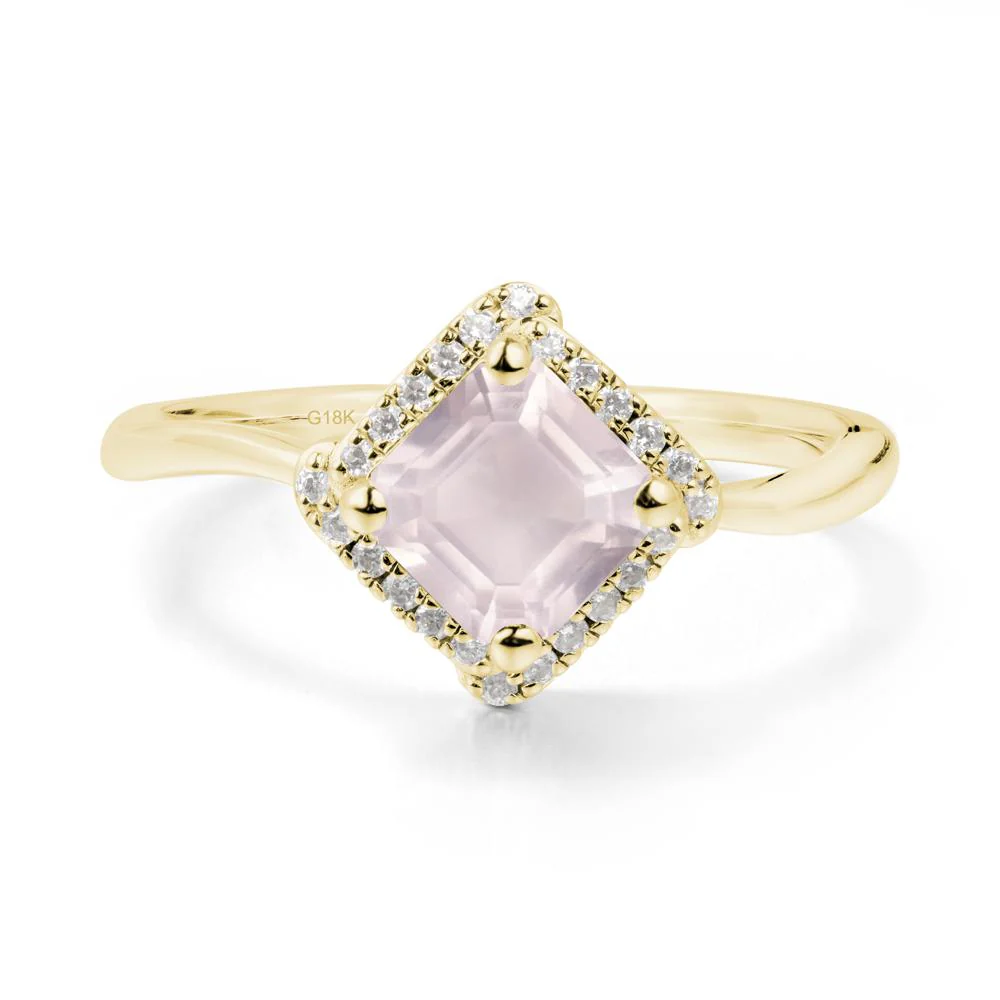 Halo Rose Quartz Engagement Ring - Image 5