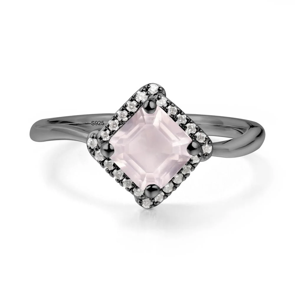 Halo Rose Quartz Engagement Ring - Image 6