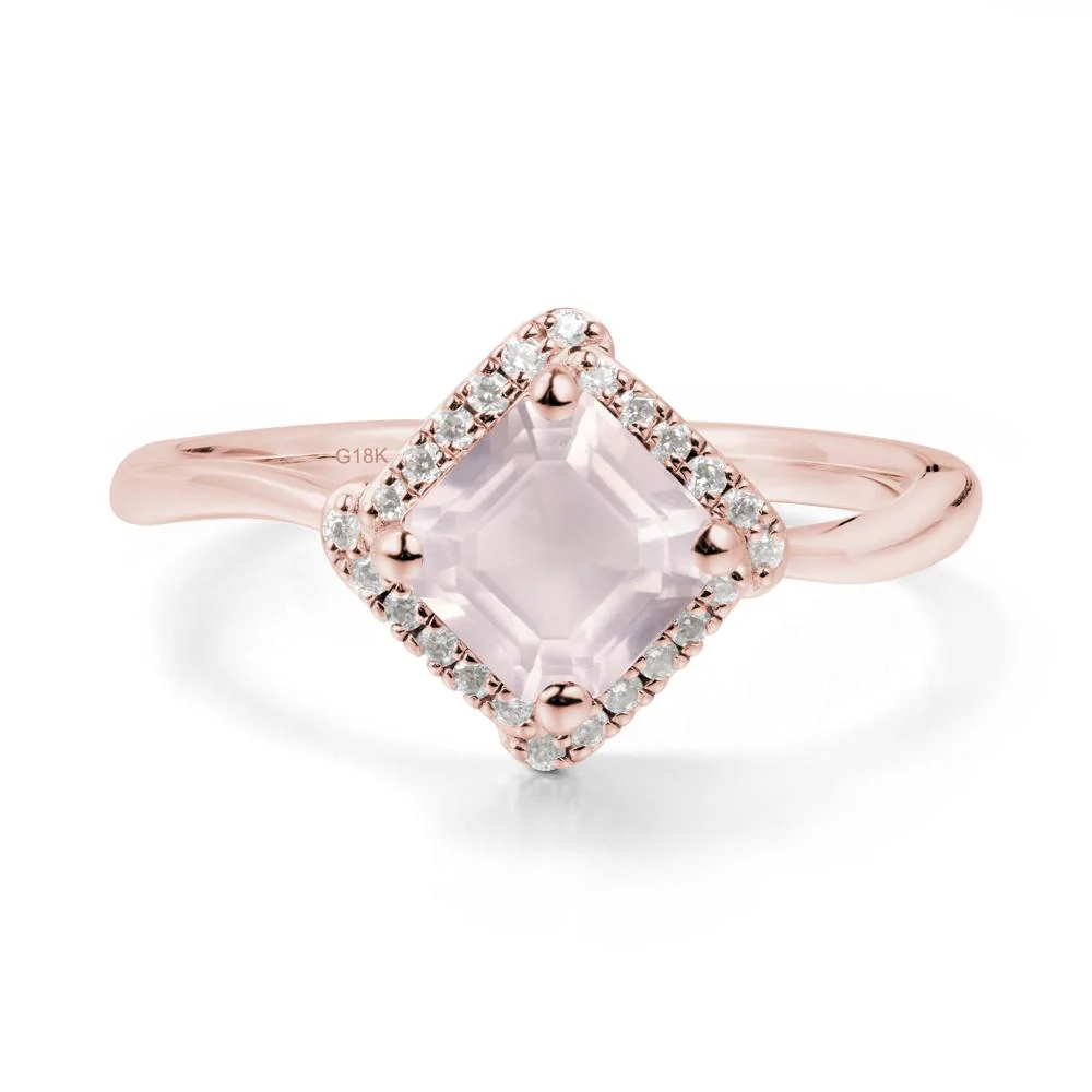 Halo Rose Quartz Engagement Ring - Image 7