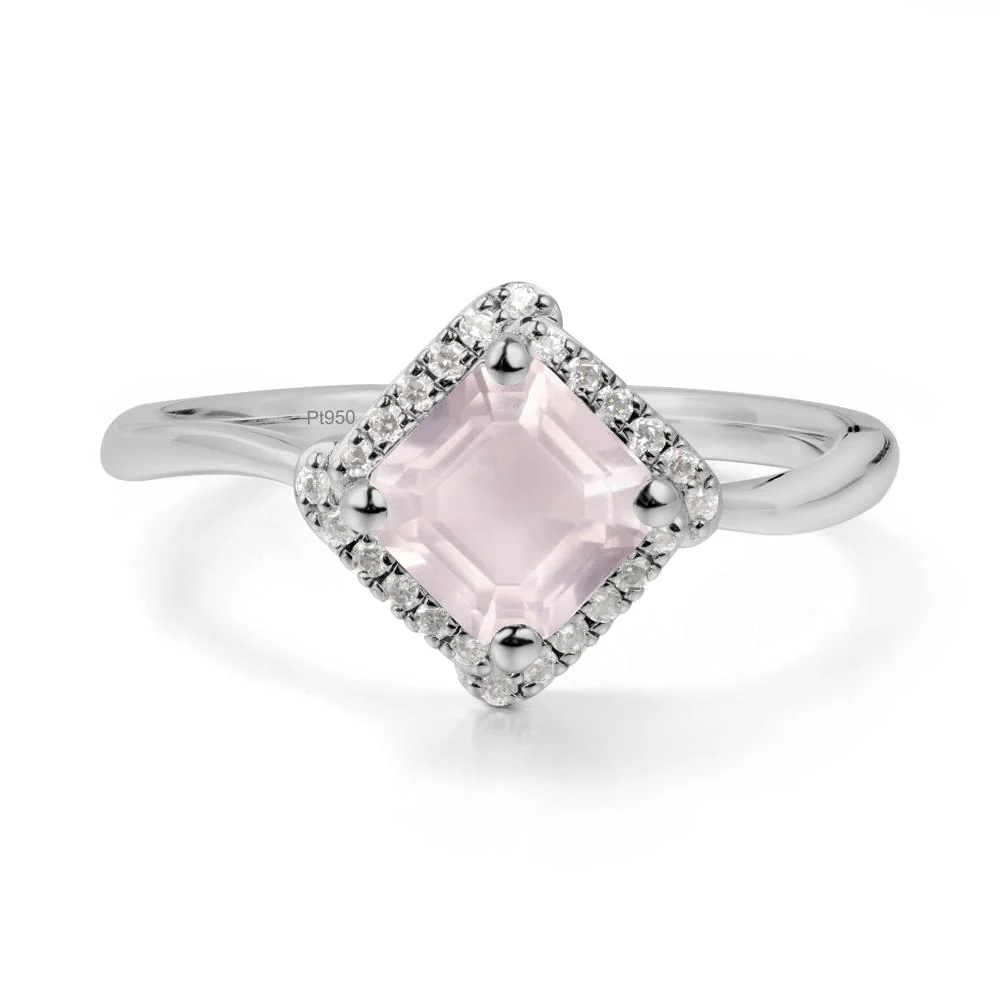 Halo Rose Quartz Engagement Ring - Image 8