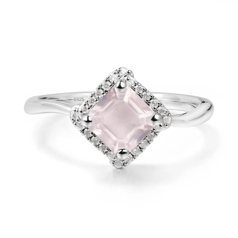 Halo Rose Quartz Engagement Ring - Image 9