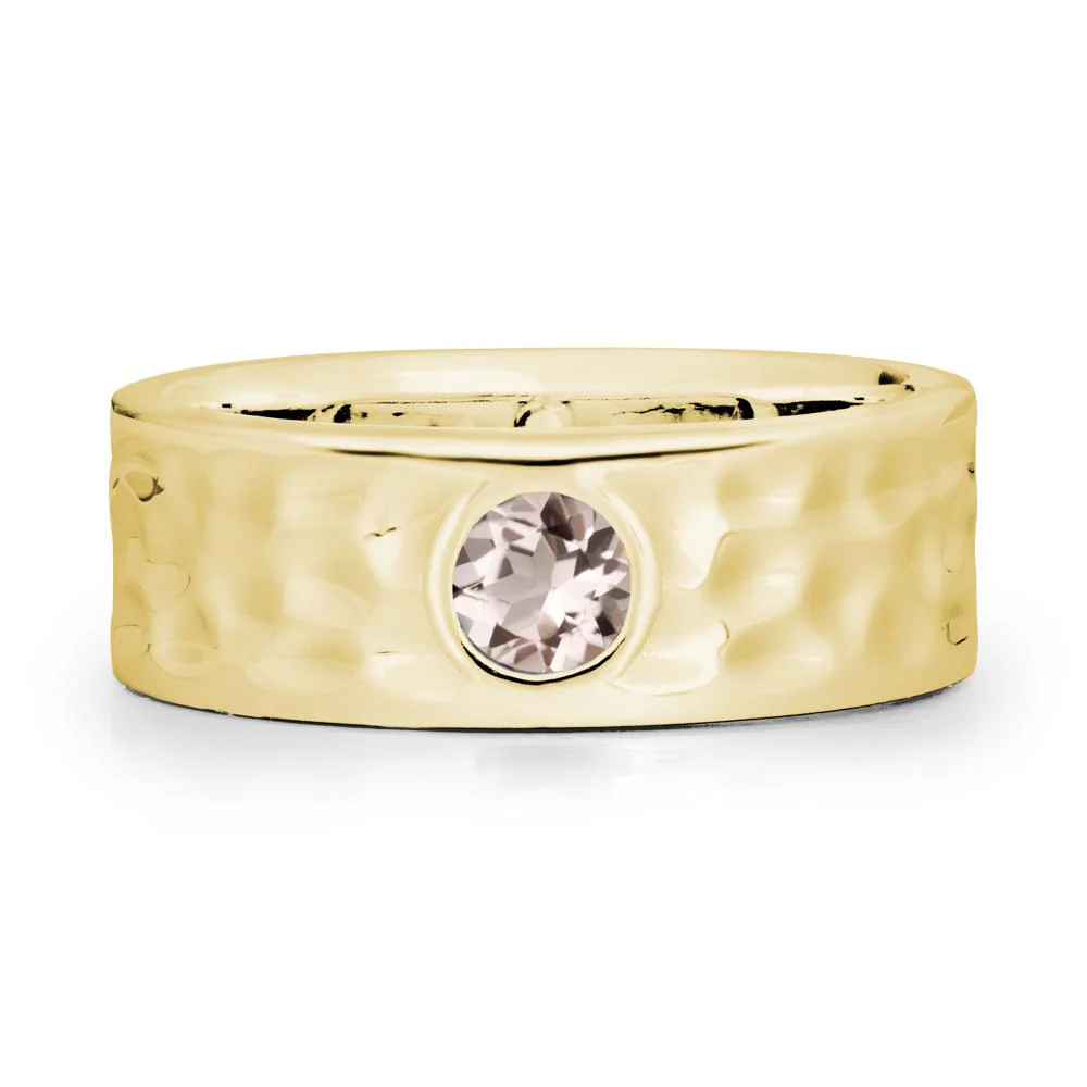 Hammered Wide Band Bezel Morganite Ring - Image 7