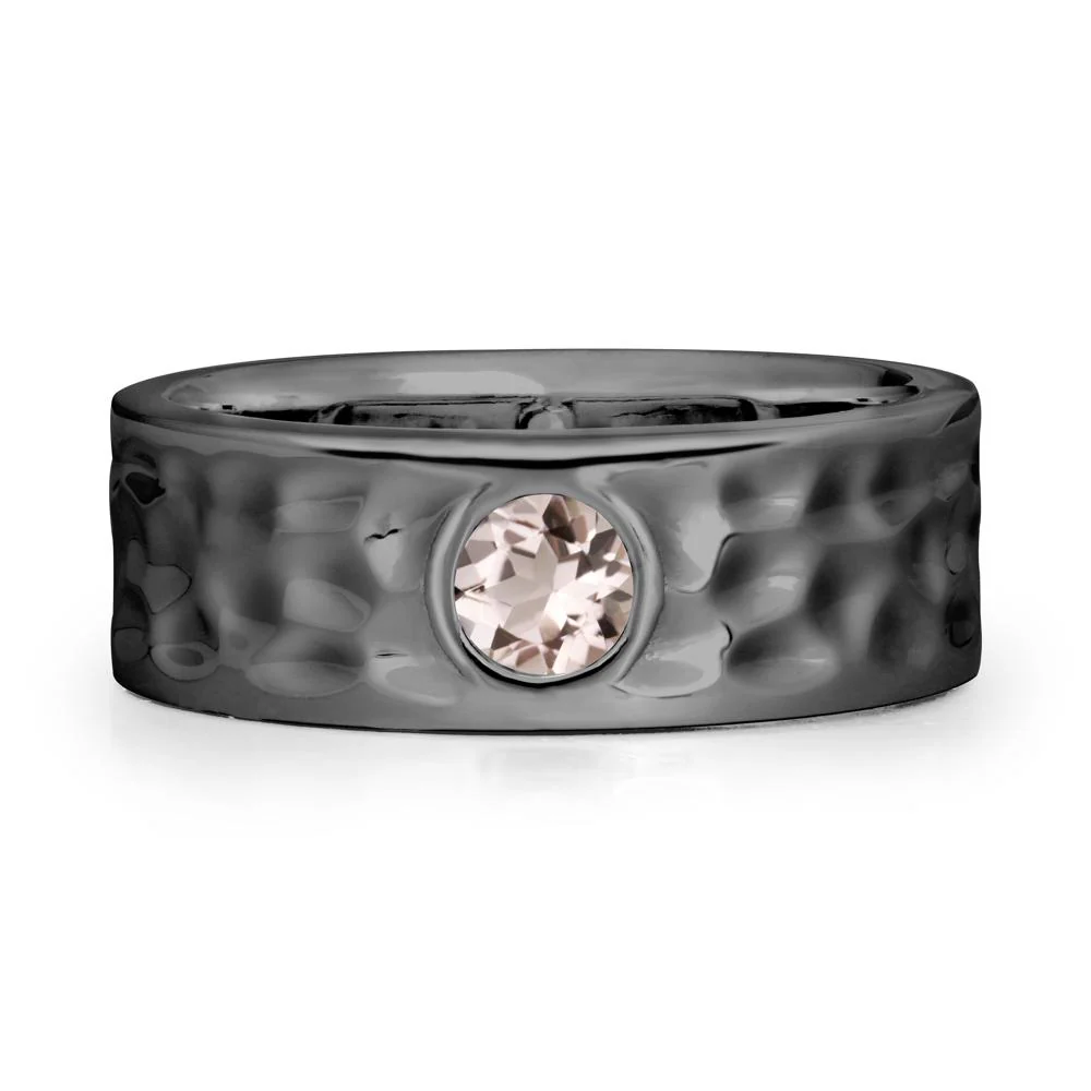 Hammered Wide Band Bezel Morganite Ring - Image 8