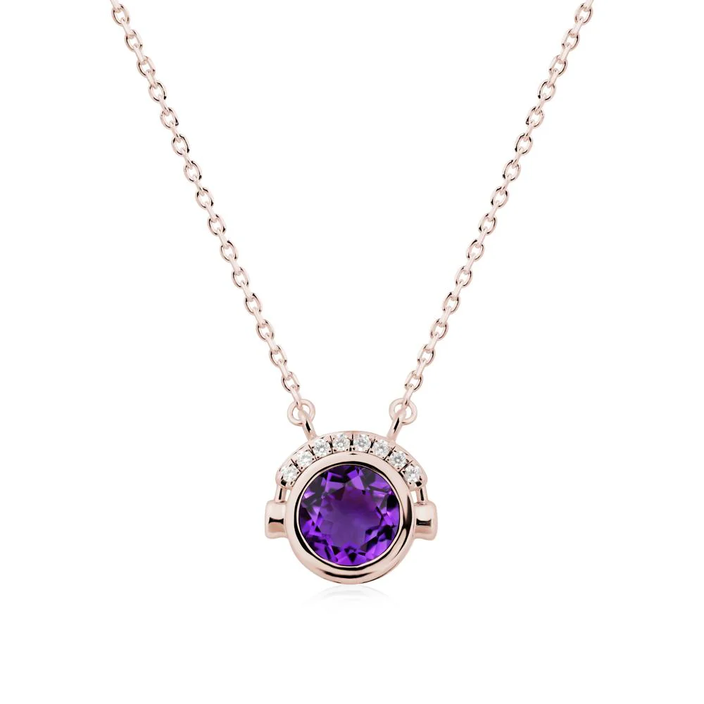 Headphones Inspired Bezel Amethyst Necklace - Image 2