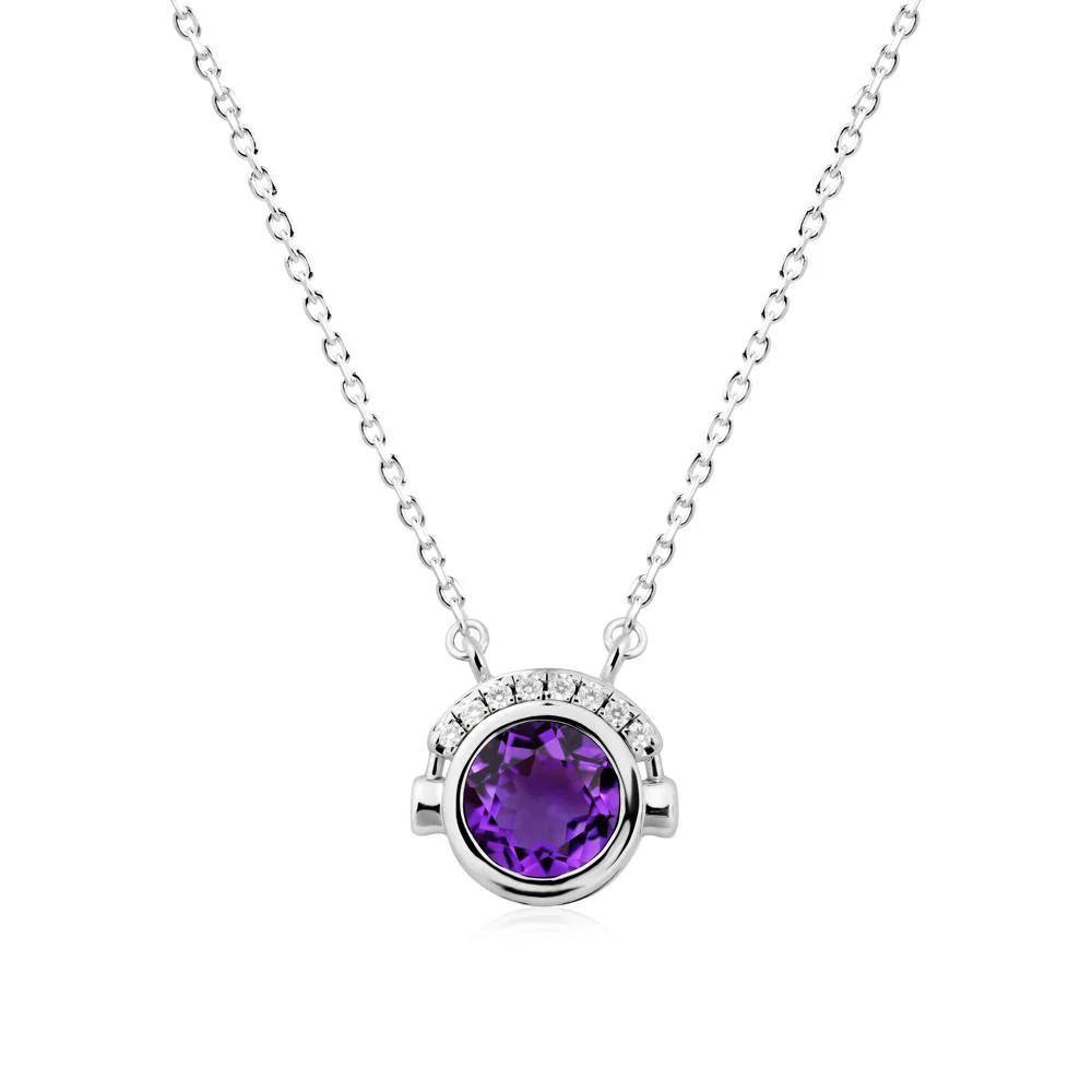 Headphones Inspired Bezel Amethyst Necklace - Image 6
